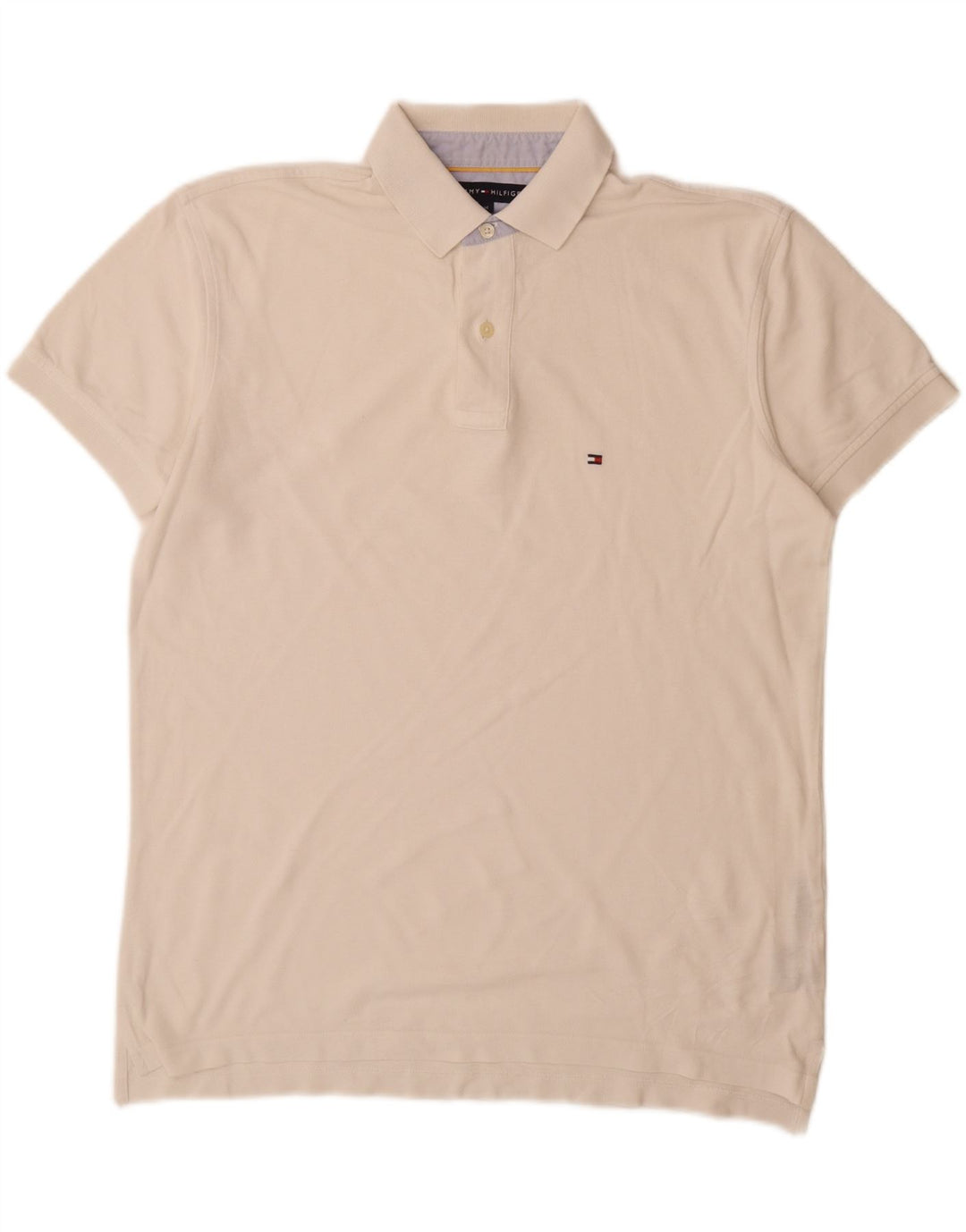 Camisa polo masculina Tommy Hilfiger de algodão branco médio