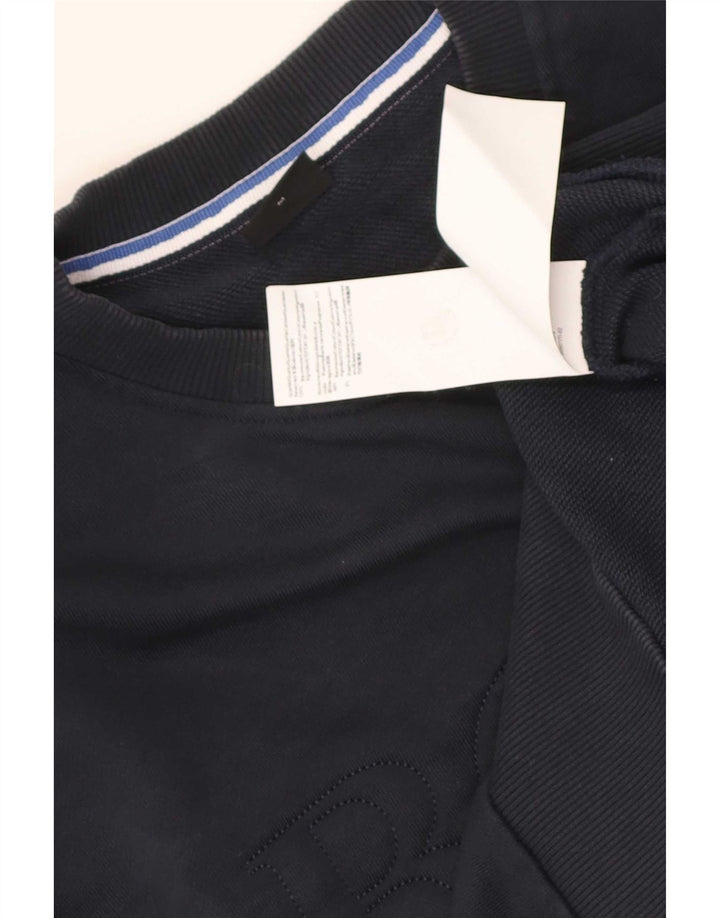 Hugo Boss moletom gráfico masculino jumper médio algodão azul marinho