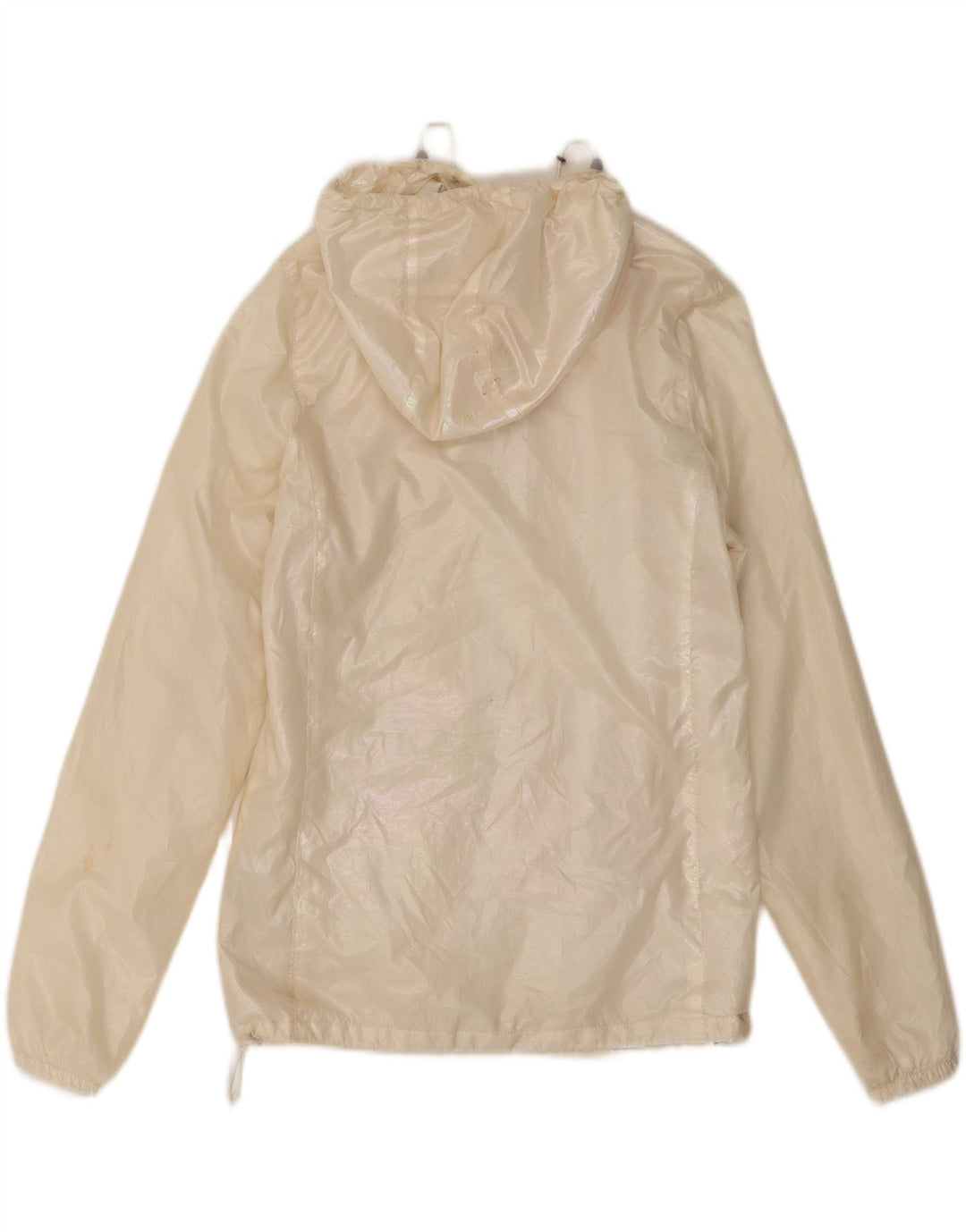 Jaqueta de chuva com capuz feminina New Balance UK 10 pequena poliéster branco