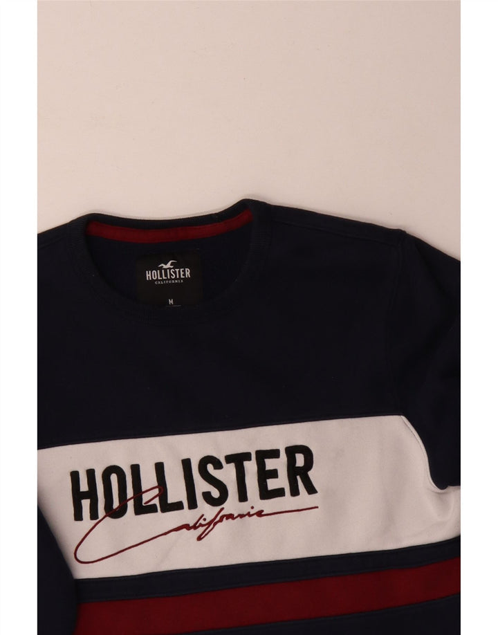 Hollister moletom masculino gráfico jumper médio azul marinho colorblock