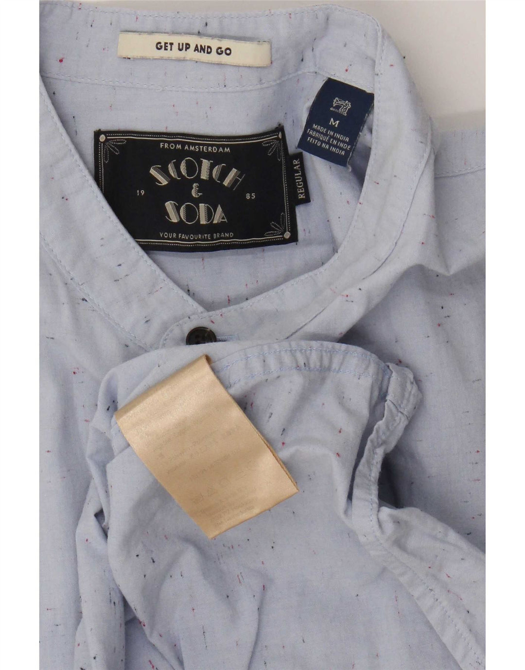 Camisa masculina Scotch & Soda de algodão manchado azul médio