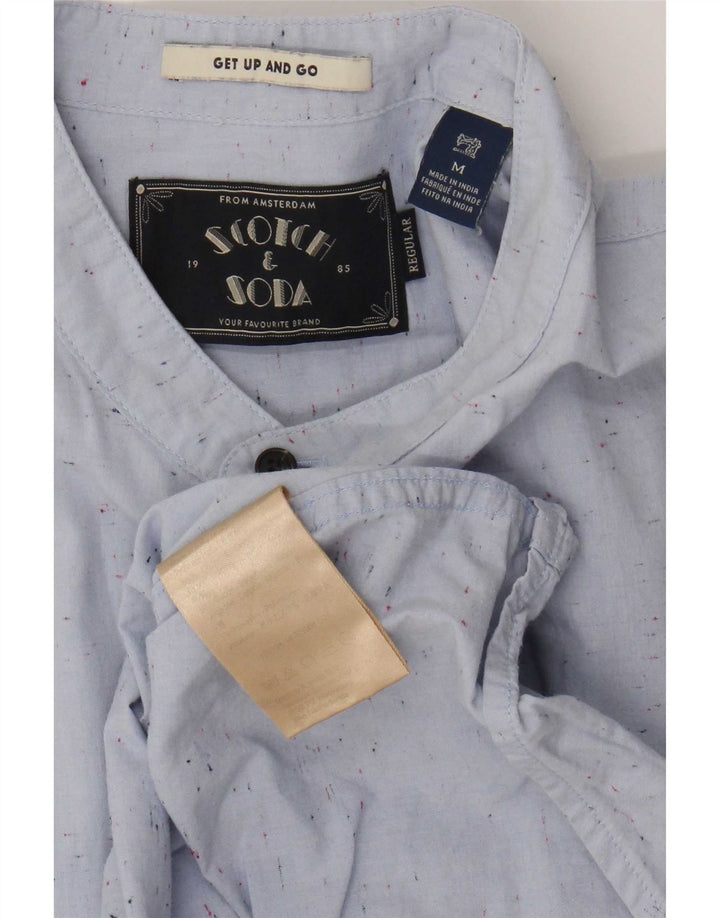 Camisa masculina Scotch & Soda de algodão manchado azul médio