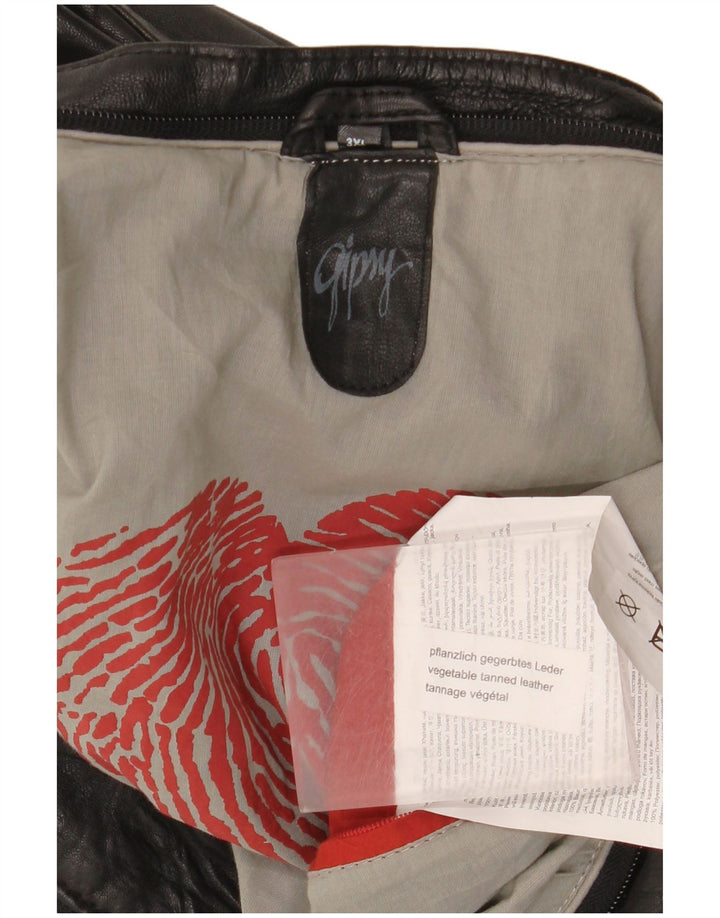 Jaqueta de couro feminina cigana UK 22 3XL couro preto