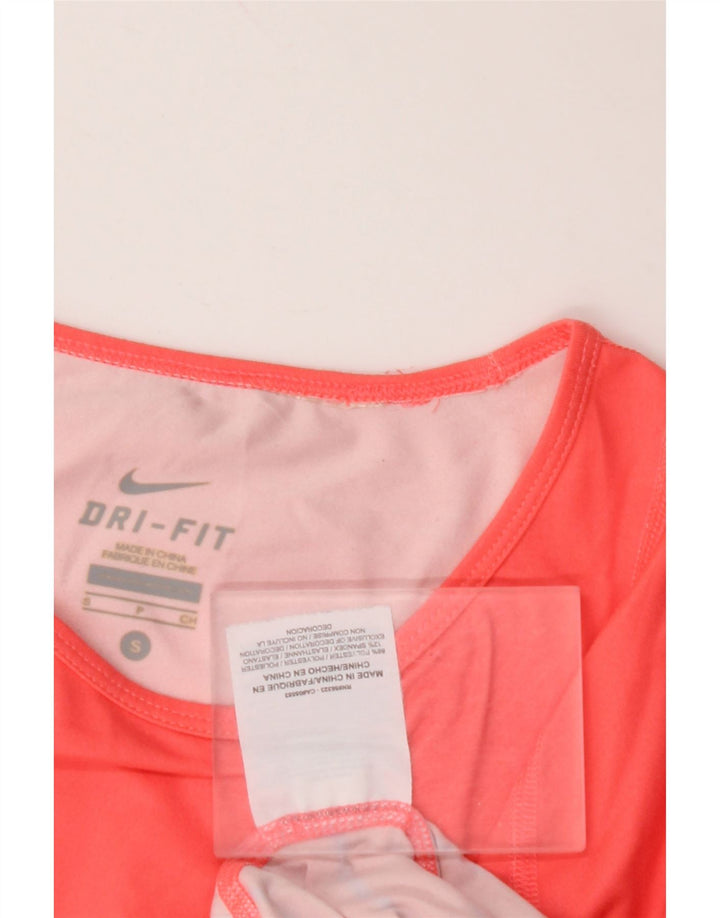 Top feminino NIKE Dri Fit manga 3/4 UK 10 pequeno poliéster listrado rosa