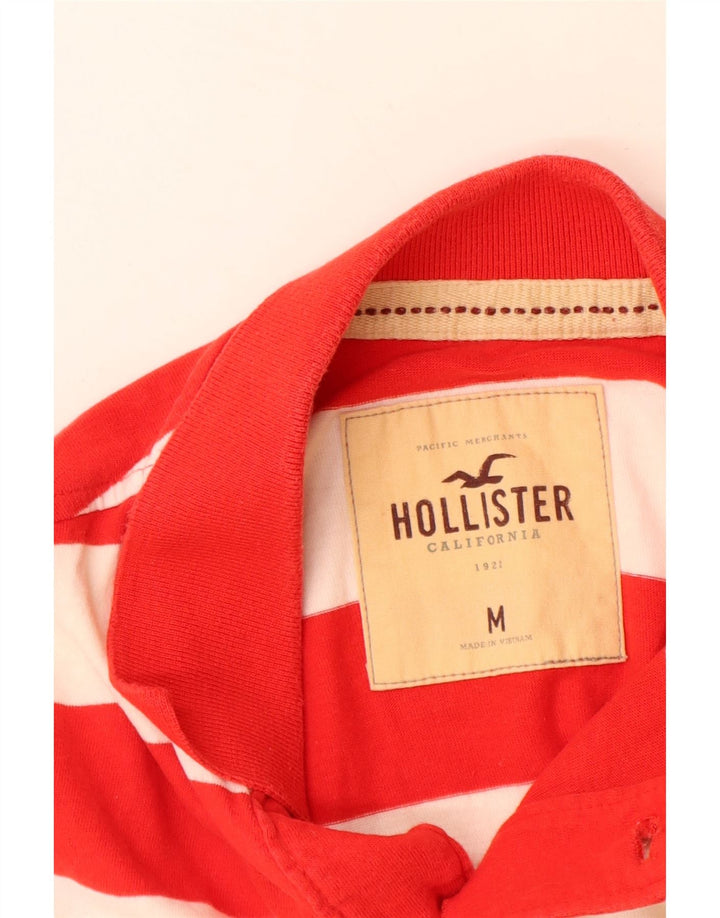 Camisa polo masculina HOLLISTER listrada vermelha média