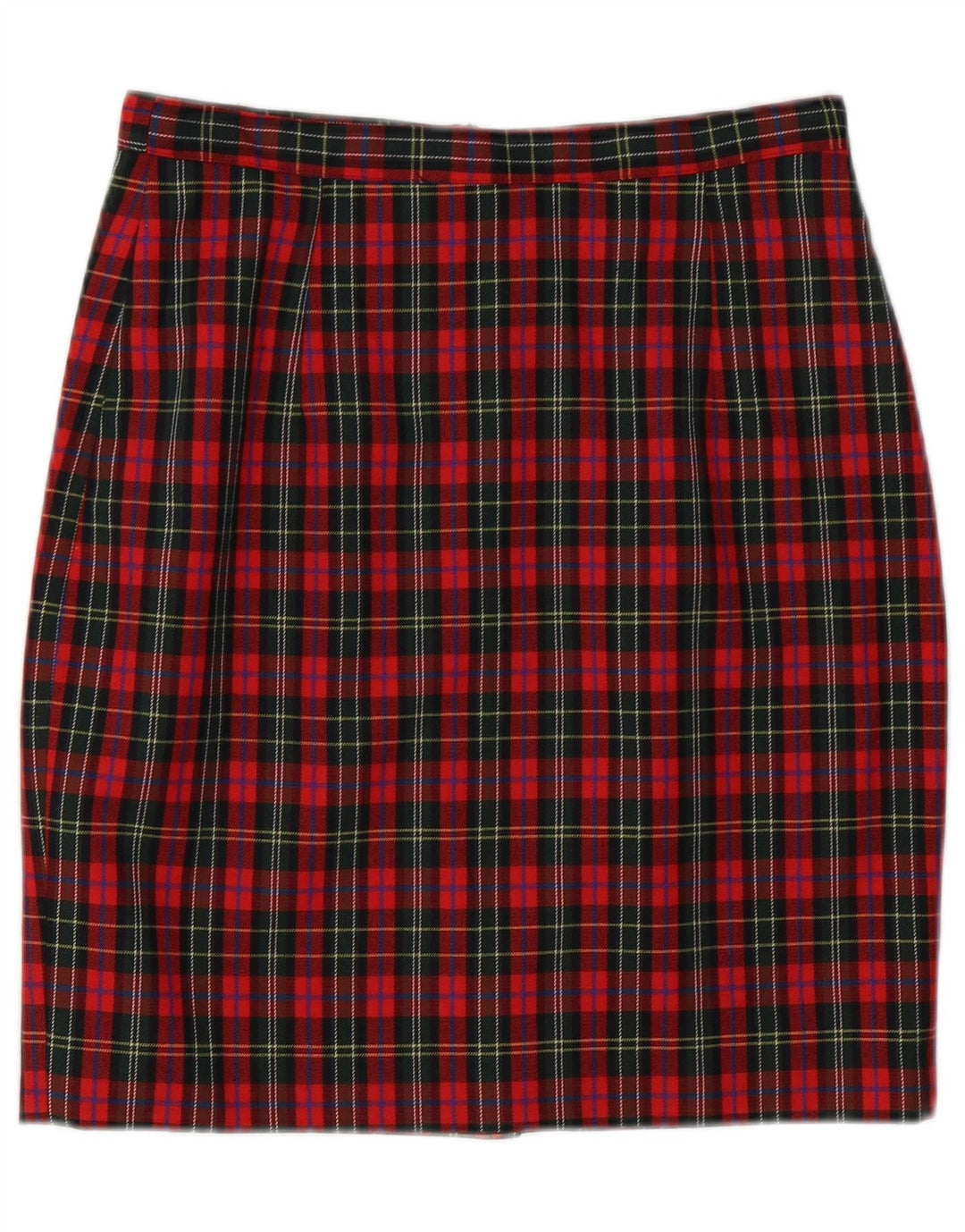 Saia lápis feminina vintage IT 44 médio W28 lã virgem xadrez vermelha