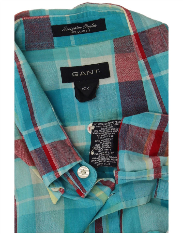 GANT Camisa masculina regular fit 2XL algodão xadrez azul
