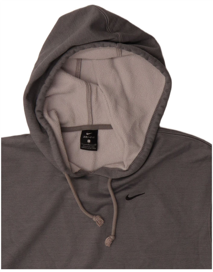 NIKE Mens Dri Fit Hoodie Jumper Small Grey Cotton