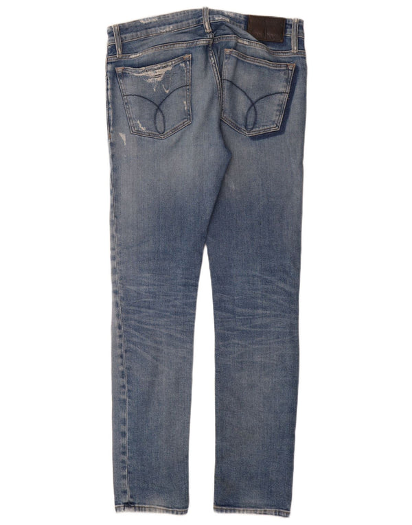 Calvin Klein Jeans masculino desgastado slim W32 L34 algodão azul