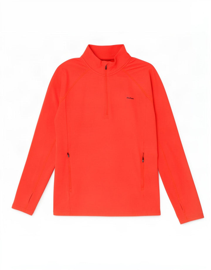 Rohan Mens Zip Neck Pulôver Treino Top Grande Poliéster Vermelho