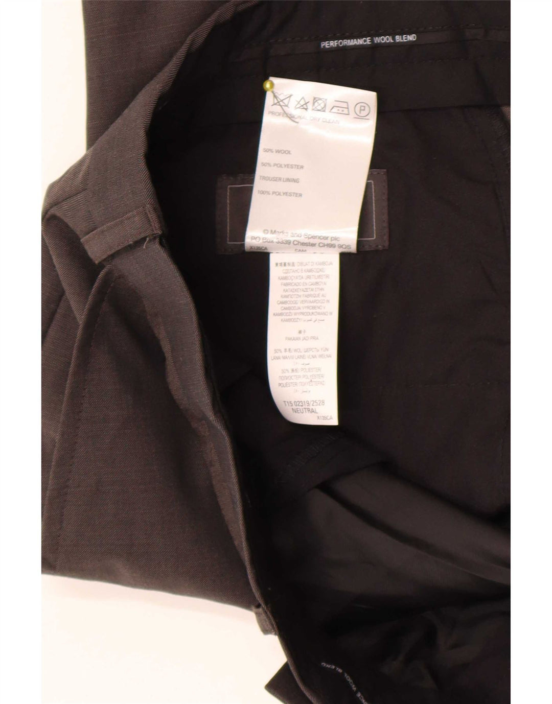Calça masculina de ajuste regular Marks & Spencer W36 L29 lã marrom