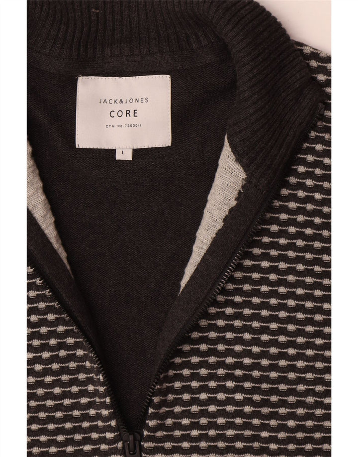 Suéter cardigã masculino Jack & Jones grande cinza geométrico