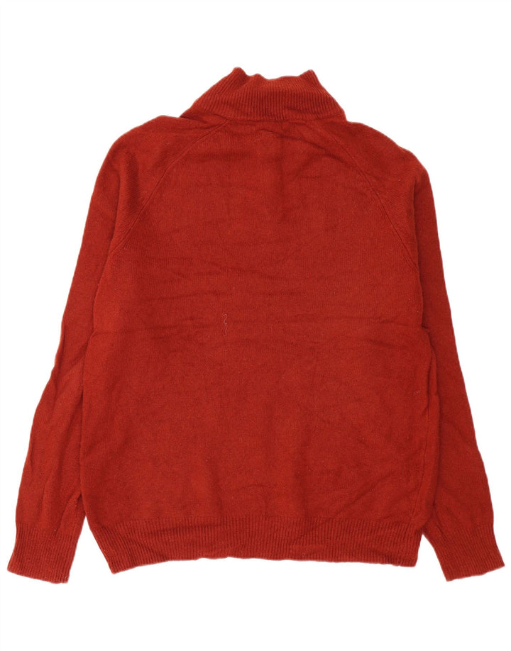 Suéter masculino John Lewis com zíper e gola XL em lã de cordeiro vermelha