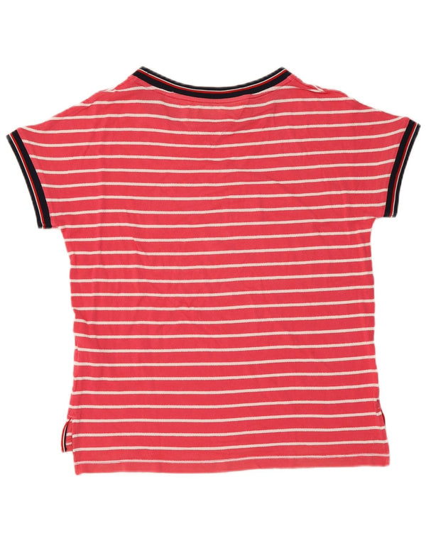 Tommy Hilfiger Camiseta Feminina Manga Curta Top UK 10 Pequena Listrada Vermelha