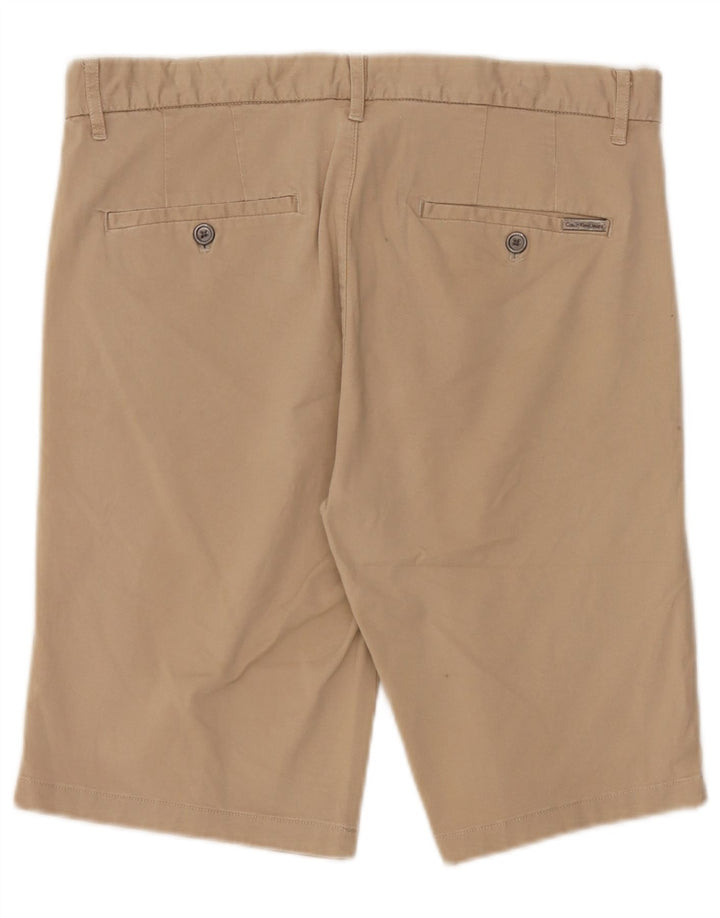 Calvin Klein Mens Chino Shorts W32 Algodão Bege Médio