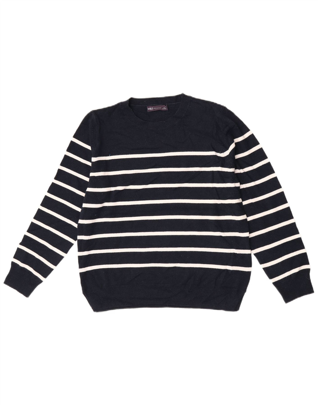 Suéter feminino Marks & Spencer com gola redonda Reino Unido 14 médio azul marinho