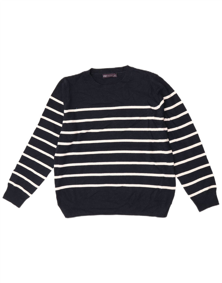 Suéter feminino Marks & Spencer com gola redonda Reino Unido 14 médio azul marinho