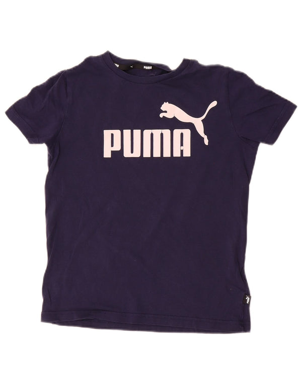 Camiseta Puma Menina Graphic Top 11-12 Anos Azul Marinho Algodão