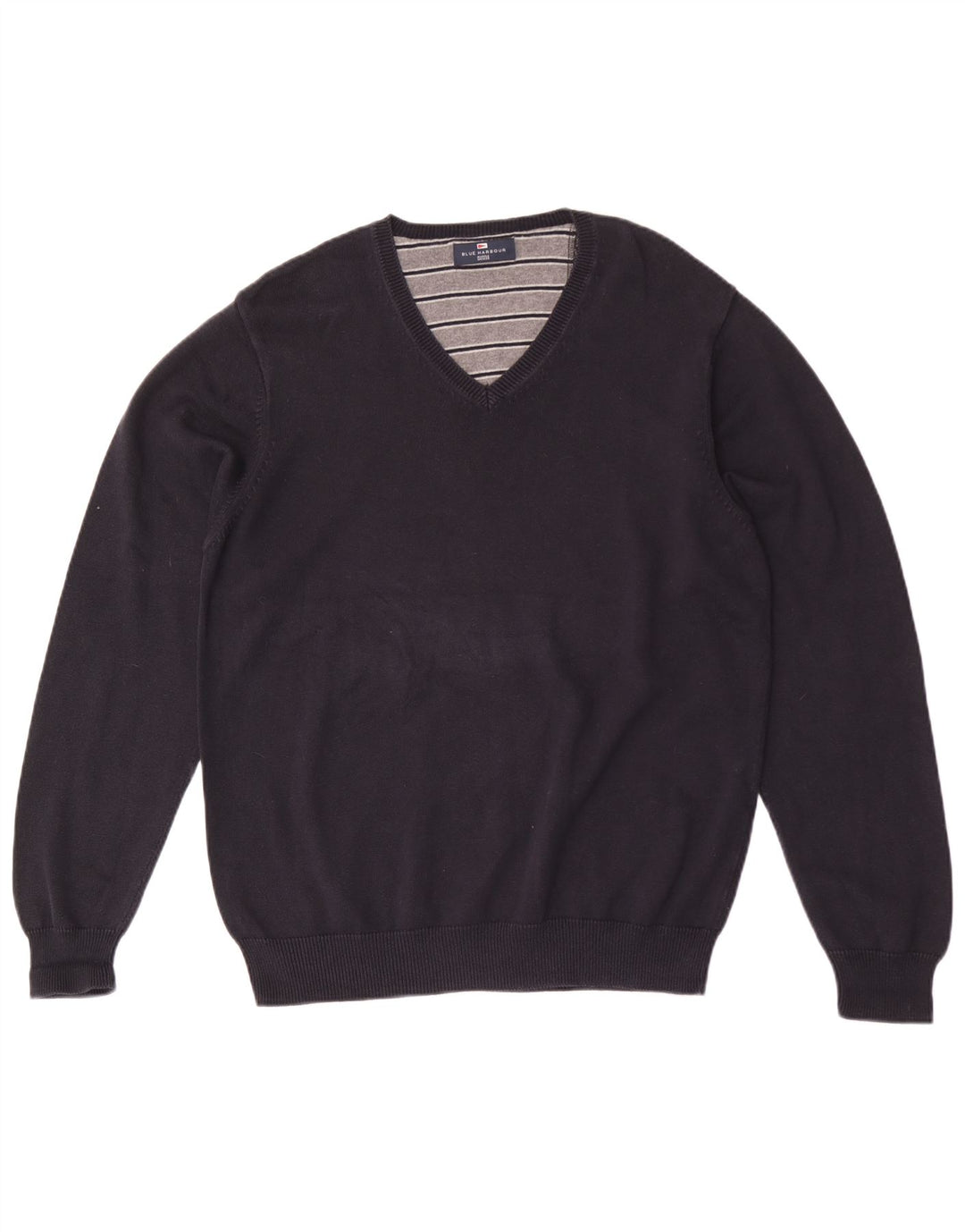 Suéter masculino Marks & Spencer Blue Harbor com decote em V grande azul marinho