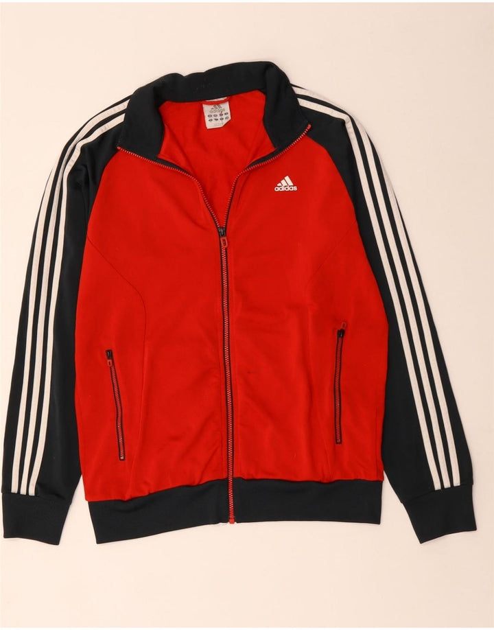 ADIDAS Mens Tracksuit Top Jacket UK 40/42 Medium Red Colourblock Poliéster