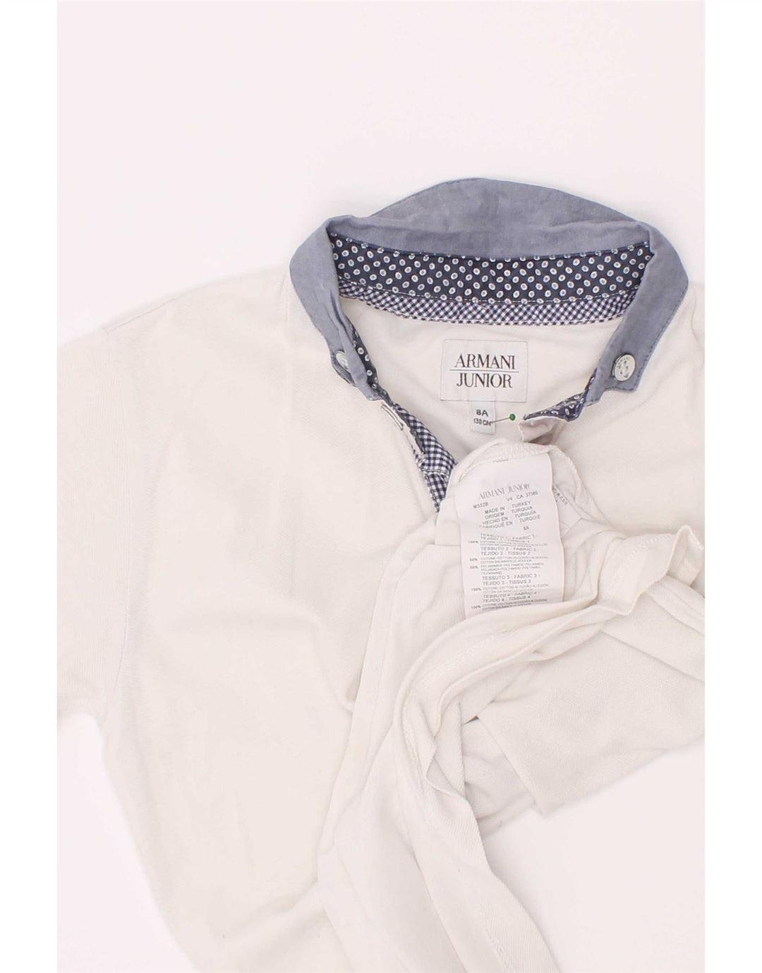Polo Armani Junior Meninos 7-8 Anos Branco Colorblock Algodão