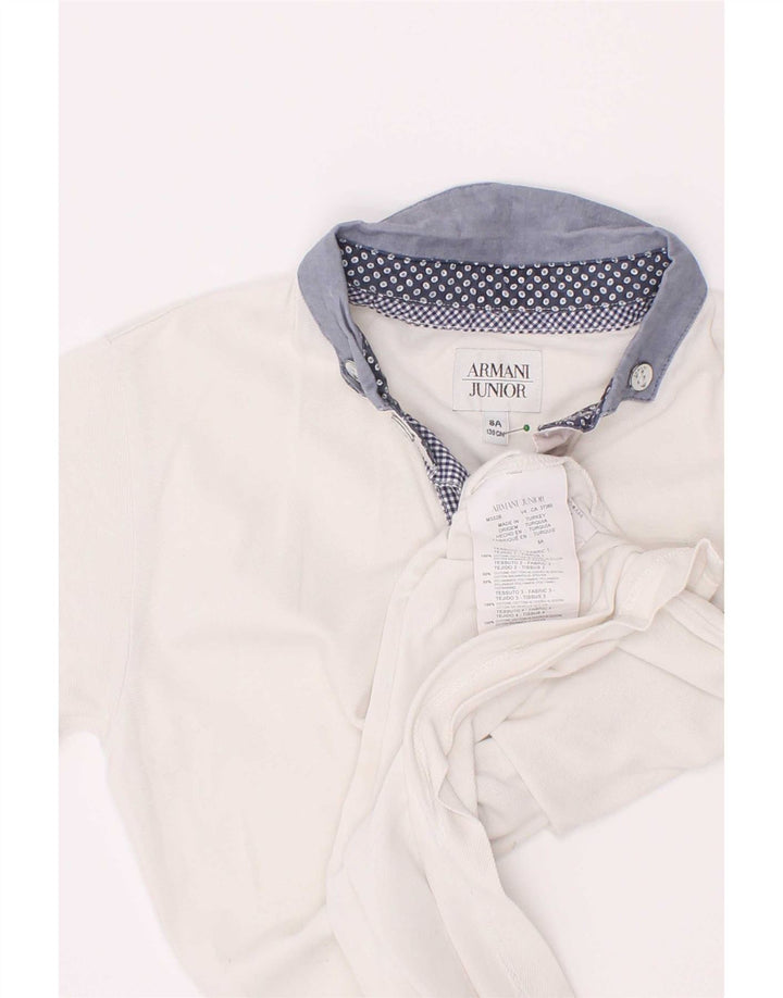 Polo Armani Junior Meninos 7-8 Anos Branco Colorblock Algodão