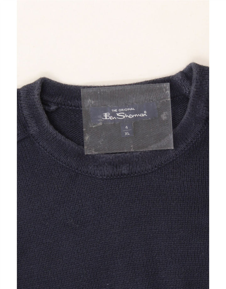 BEN SHERMAN Mens Crew Neck Jumper Sweater XL Navy Blue Cotton Vintage Ben Sherman and Second-Hand Ben Sherman from Messina Hembry 