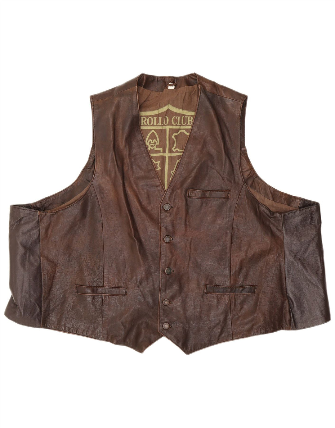 Colete de couro masculino vintage EU 62 6XL marrom