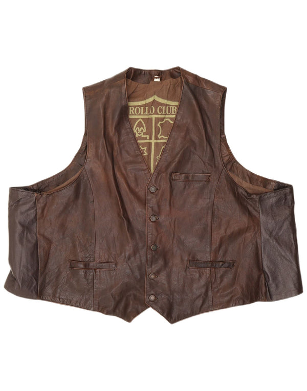 Colete de couro masculino vintage EU 62 6XL marrom