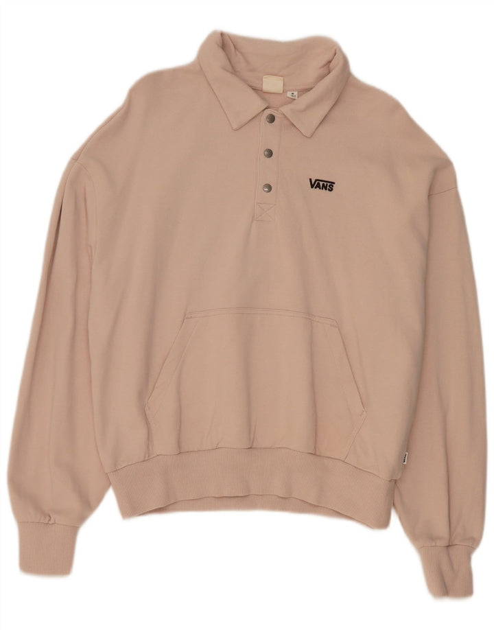 Vans Mens Polo Neck Moletom Jumper Médio Rosa Algodão