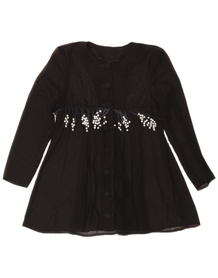 Blusa feminina vintage UK 14 média preta