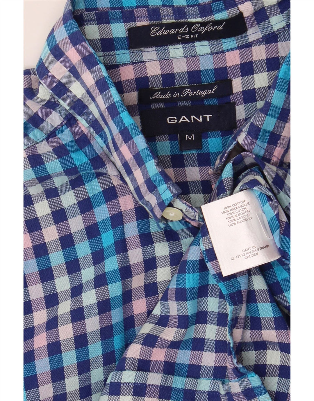 Gant Camisa masculina E-Z Fit algodão guingão azul médio