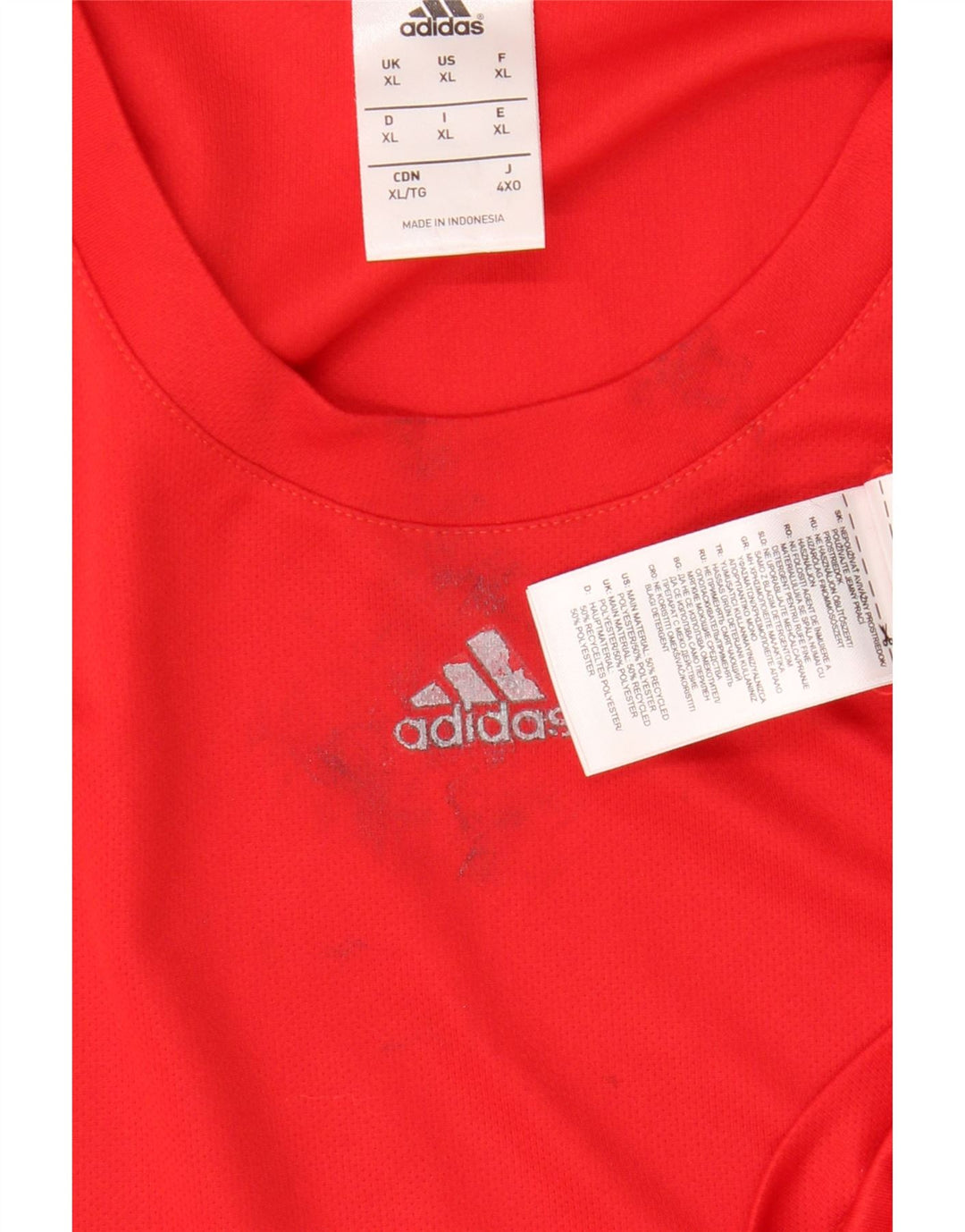 ADIDAS Mens Climalite T-Shirt Top XL Vermelho Poliéster