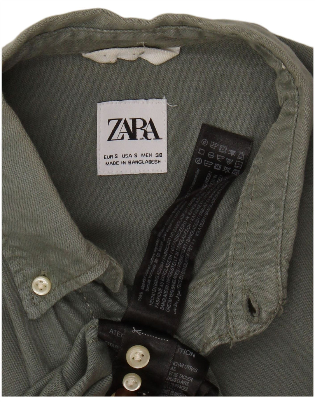 Camisa masculina ZARA pequena algodão cáqui
