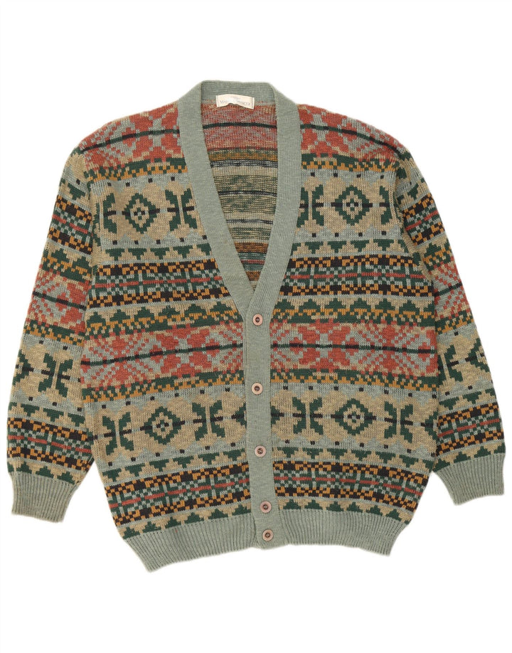 Suéter cardigã masculino Marks & Spencer médio multicolorido Fair Isle