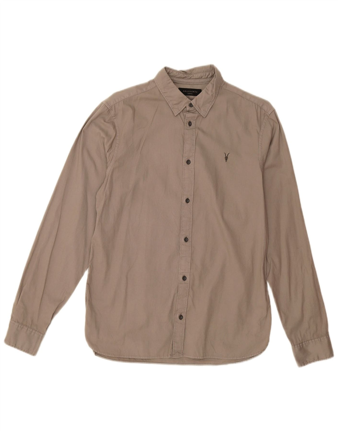 Camisa masculina ALL SAINTS algodão cinza médio