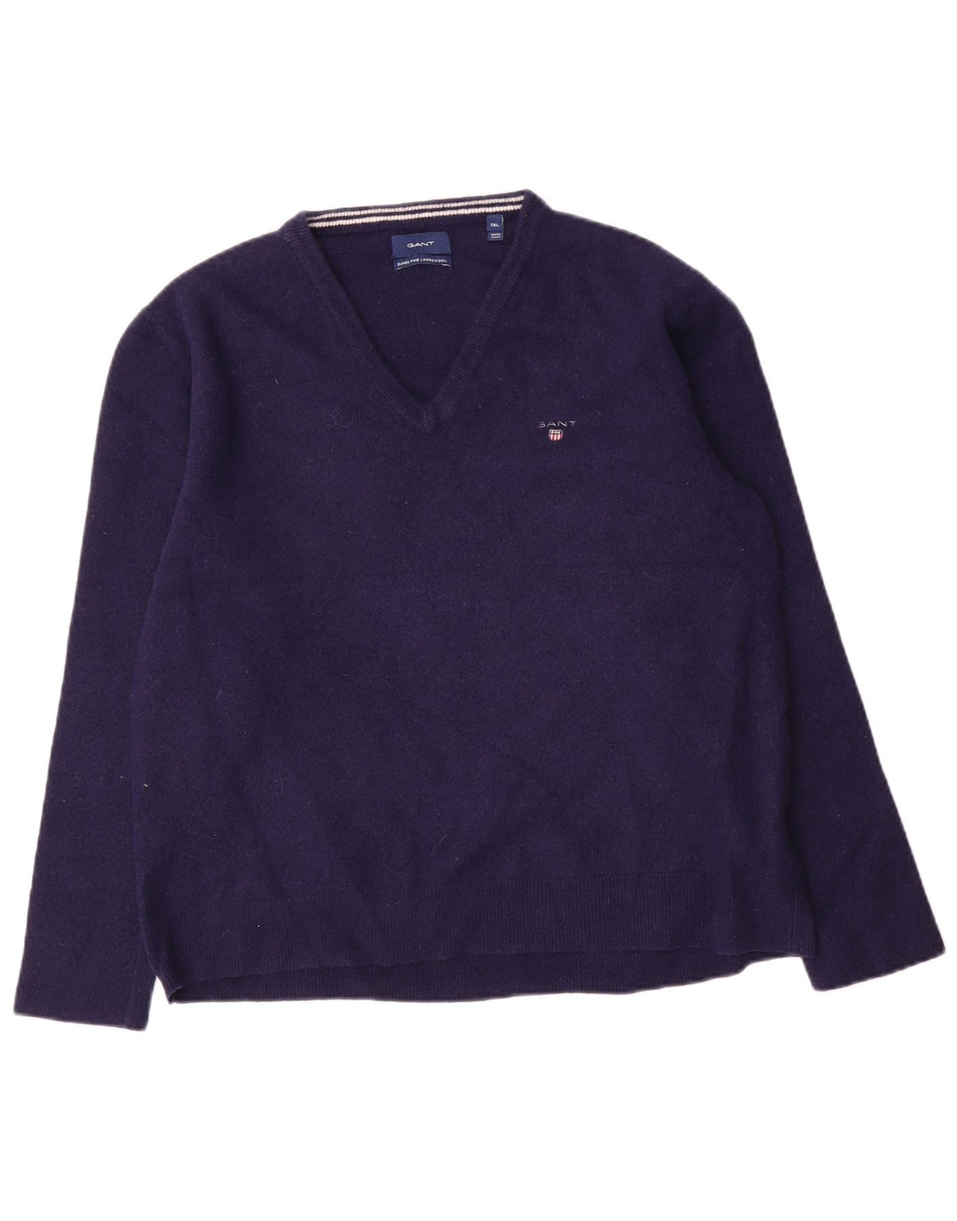 Suéter masculino Gant com decote em V 2XL lã azul marinho