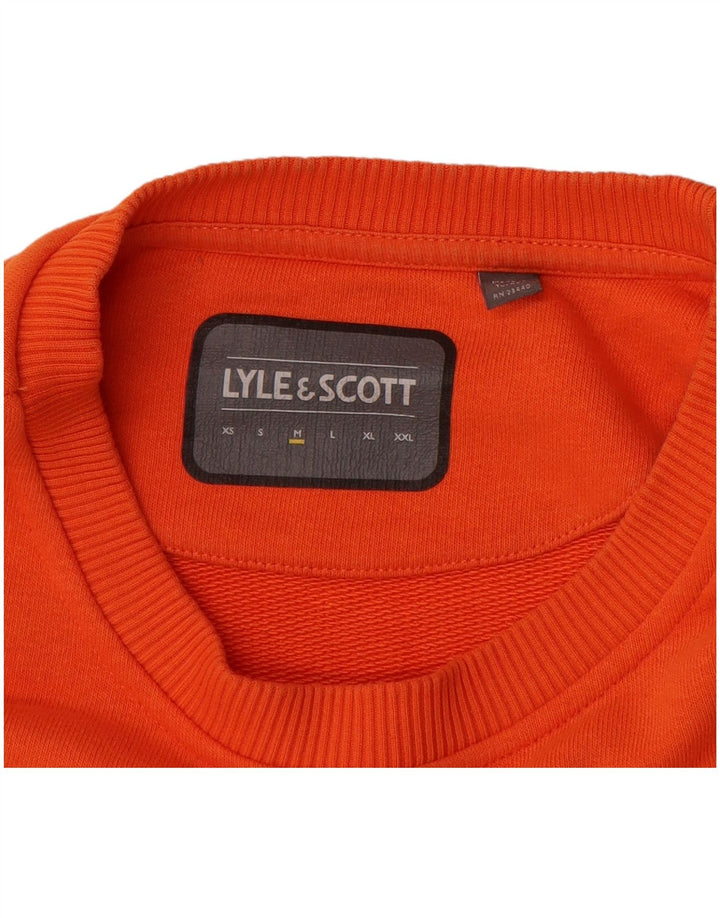 LYLE & SCOTT Mens Graphic Sweatshirt Jumper Medium Orange Cotton
