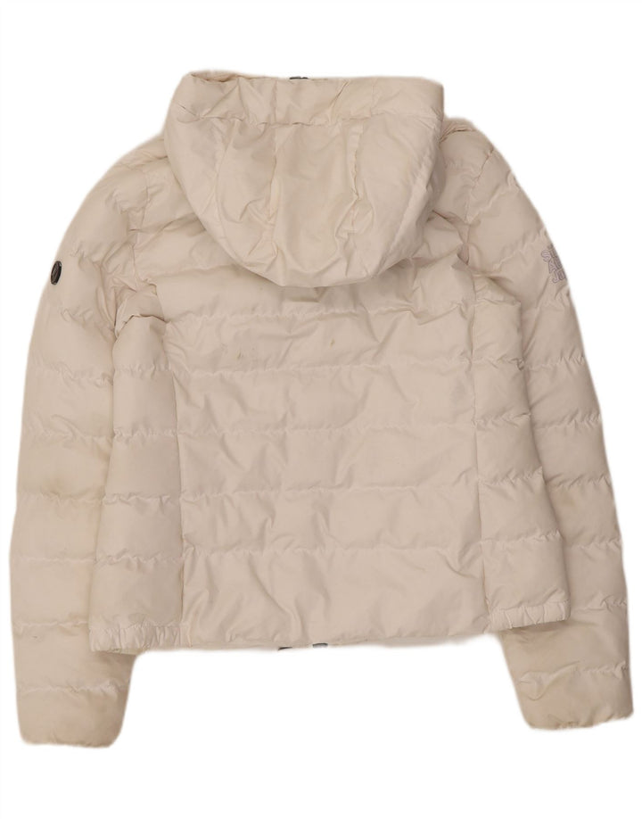 Jaqueta acolchoada com capuz feminina Superdry UK 12 poliéster branco médio