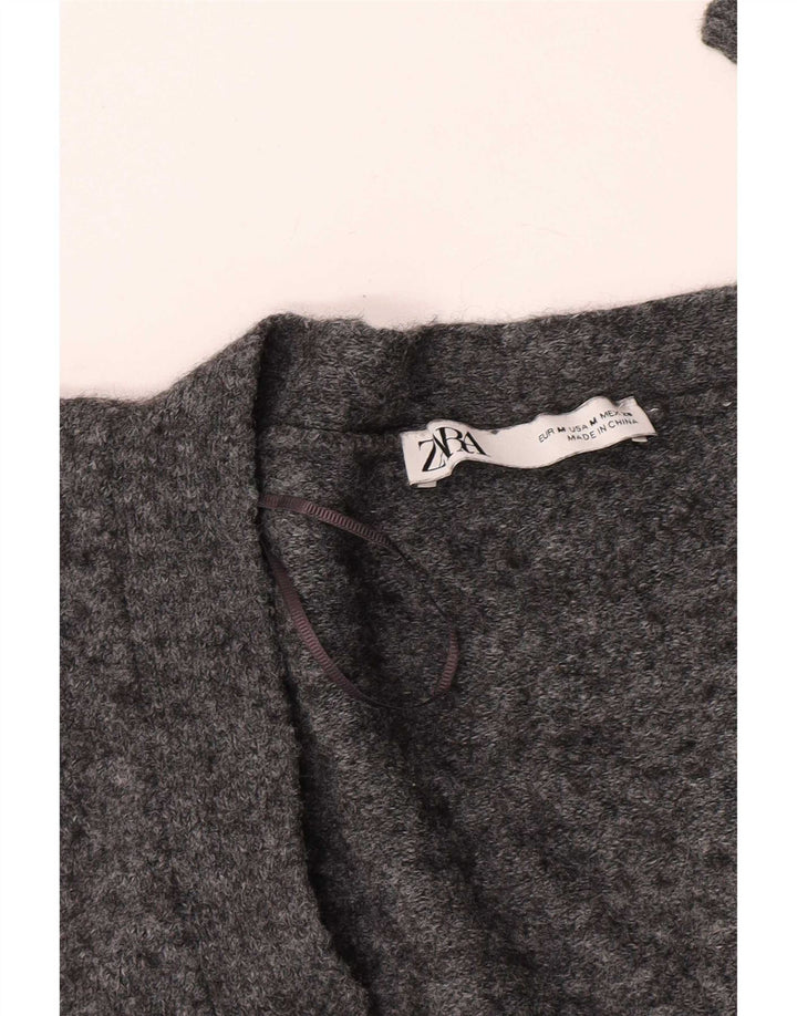 Suéter cardigã feminino Zara Reino Unido 14 cinza médio manchado