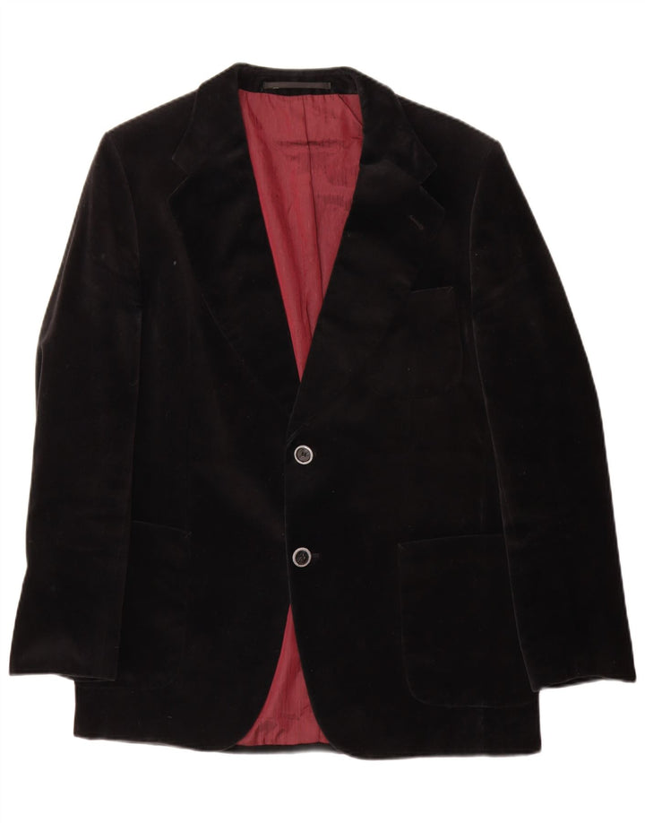 Jaqueta blazer masculina de veludo com 2 botões Jeunesse Reino Unido 38 algodão preto médio