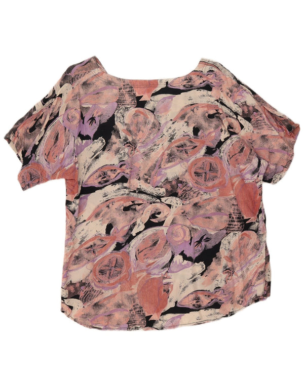 Blusa feminina VINTAGE com padrão abstrato UK 18 XL multicolorido