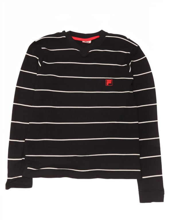 Fila Mens Regular Top Manga Longa Médio Algodão Listrado Preto