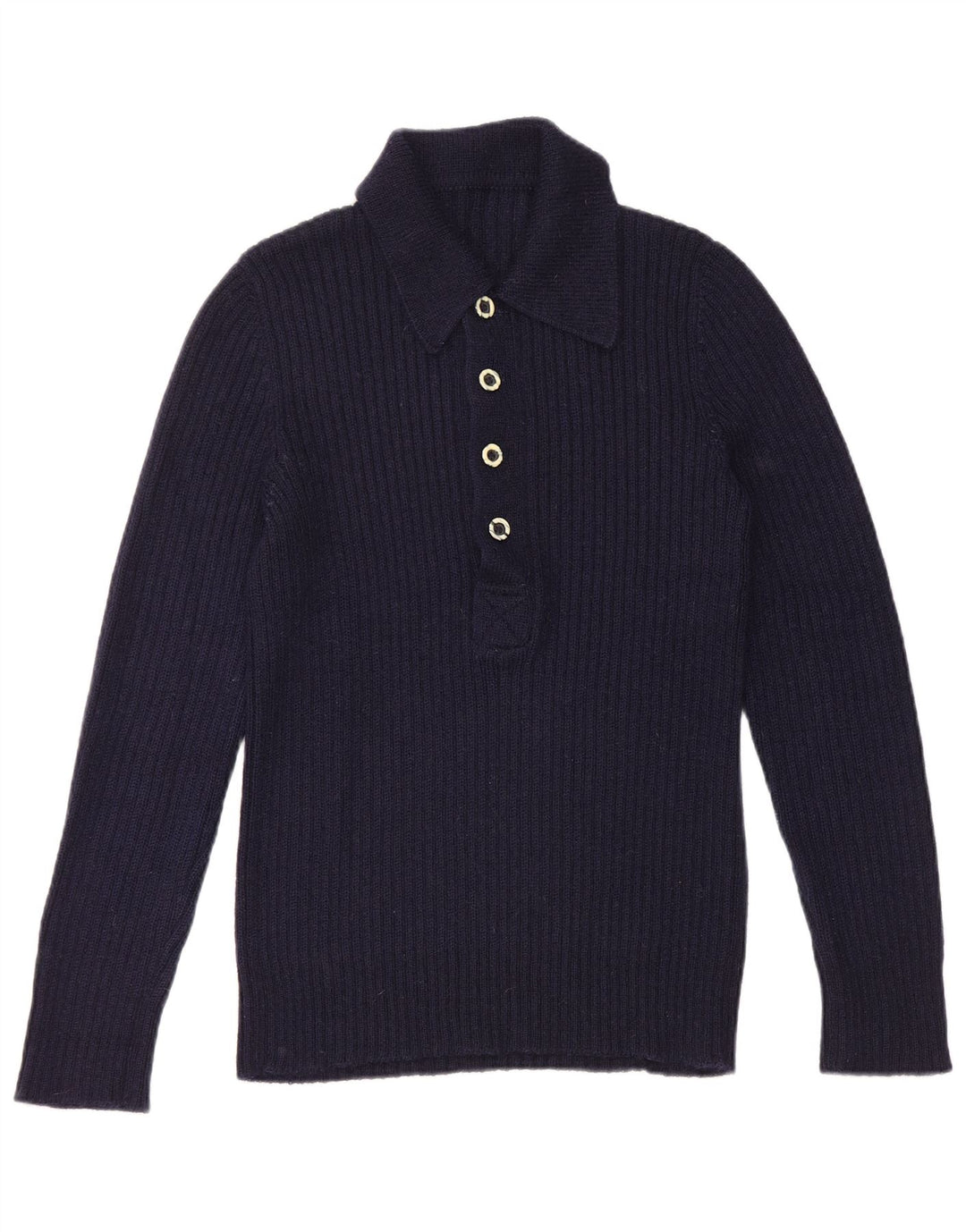 Suéter masculino vintage com gola polo pequeno azul marinho