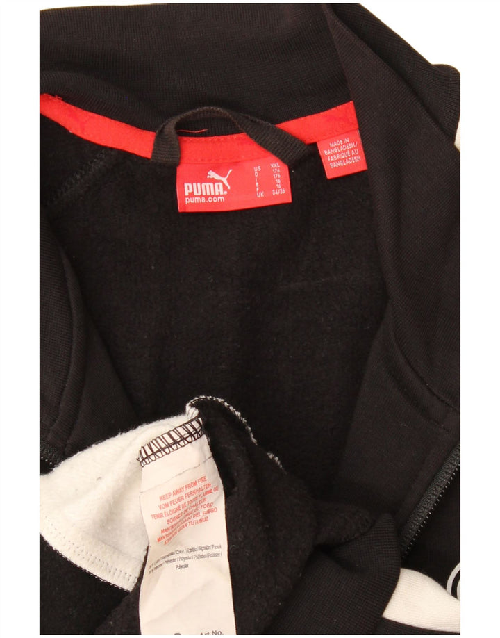 PUMA Boys Tracksuit Top Jacket 15-16 Years Black Colourblock Cotton