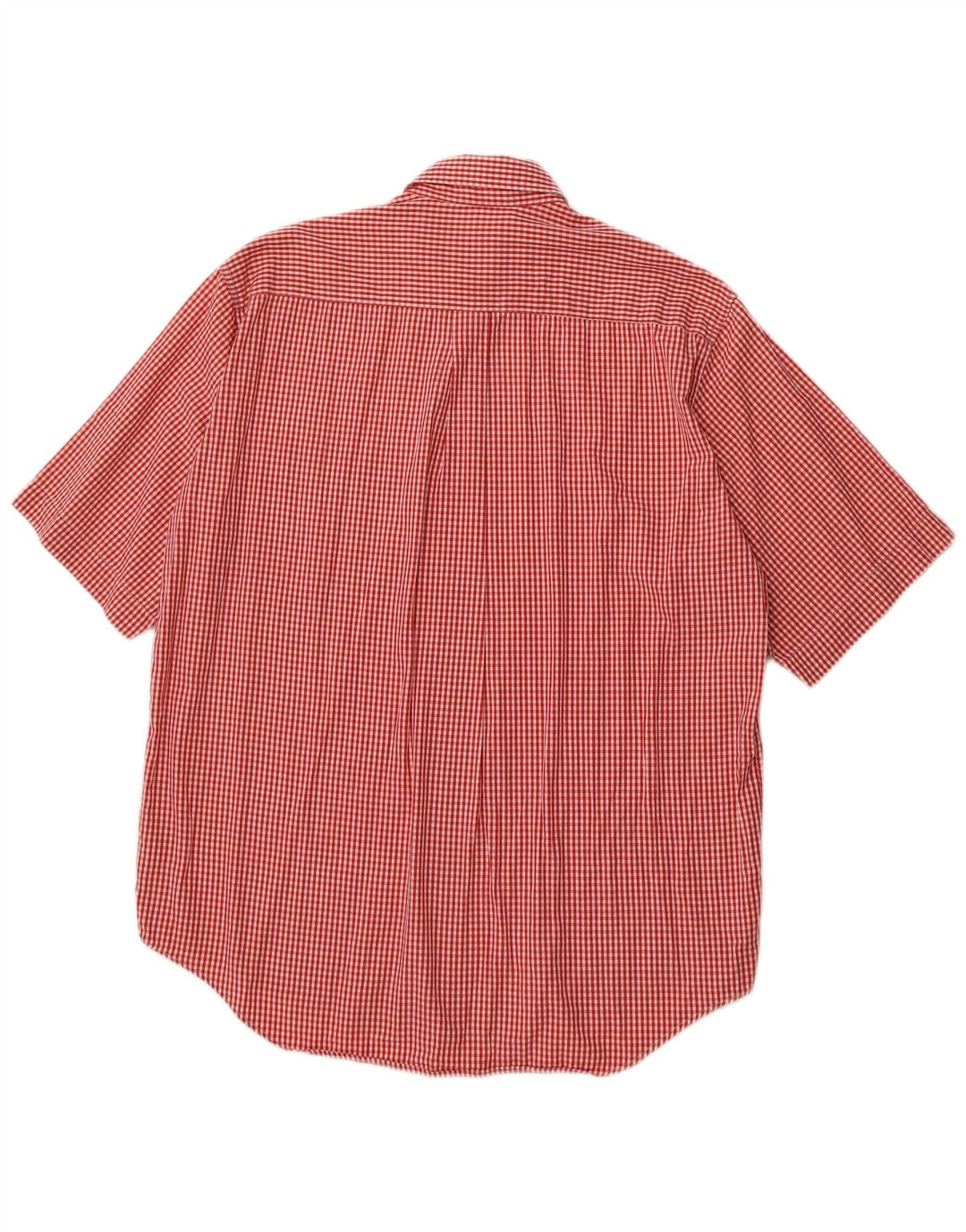 Camisa masculina de manga curta BENETTON algodão guingão vermelho médio