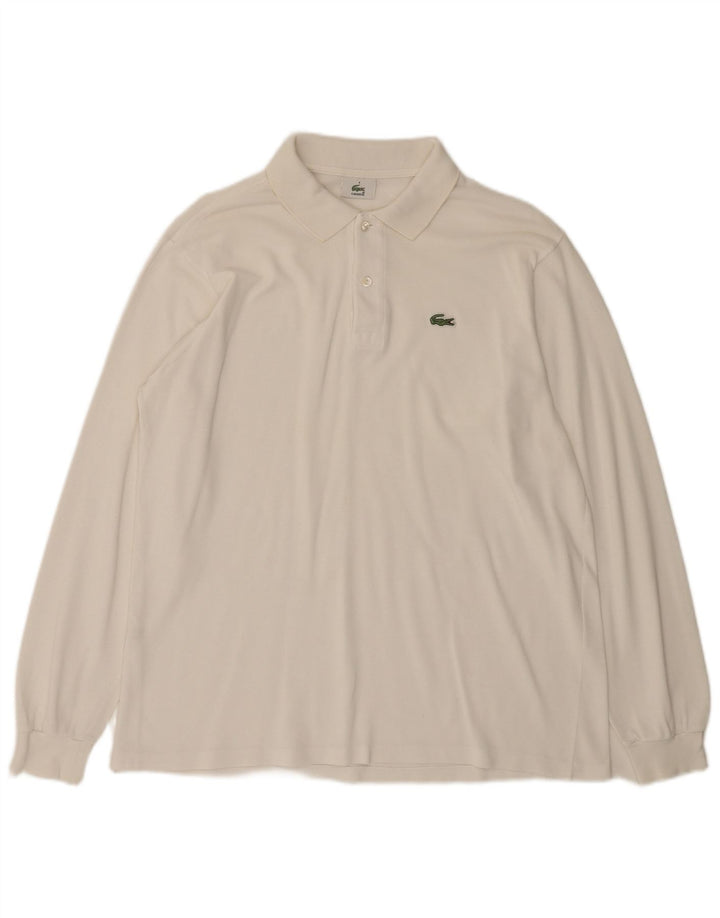 Camisa polo masculina de manga comprida LACOSTE tamanho 4 médio algodão branco