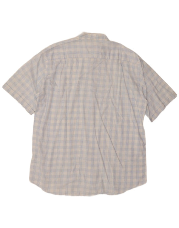 Camisa masculina VINTAGE de manga curta tamanho 18 45 2XL algodão xadrez azul