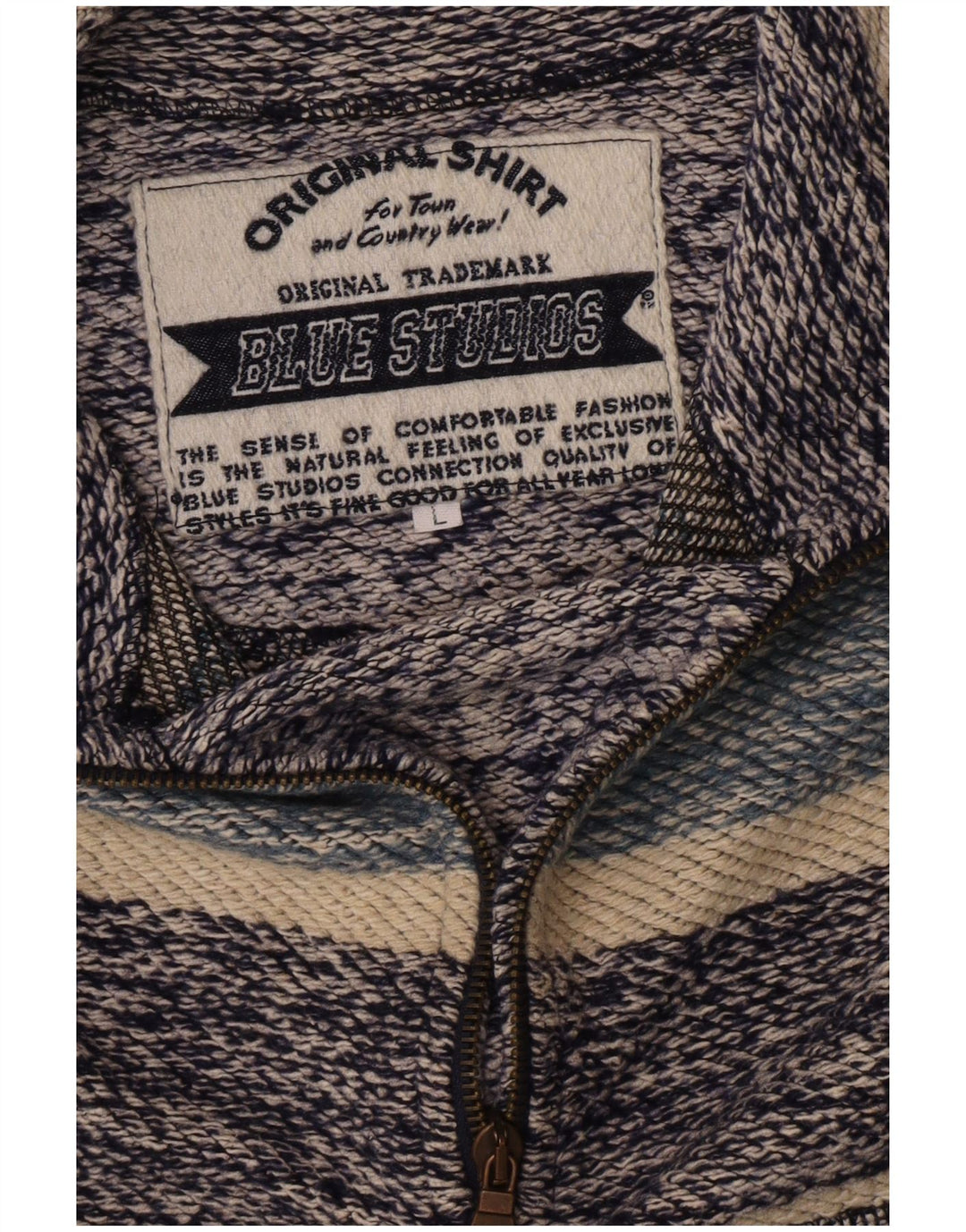 Moletom masculino vintage com zíper 1/4 jumper médio listrado azul retrô