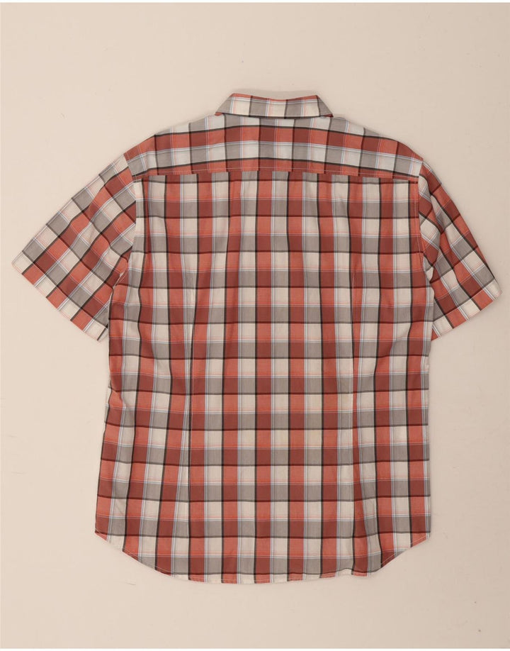 Camisa masculina de manga curta Hugo Boss Modern Fit grande algodão xadrez vermelho
